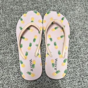 JustFab Pink Pineapple Flip Flops